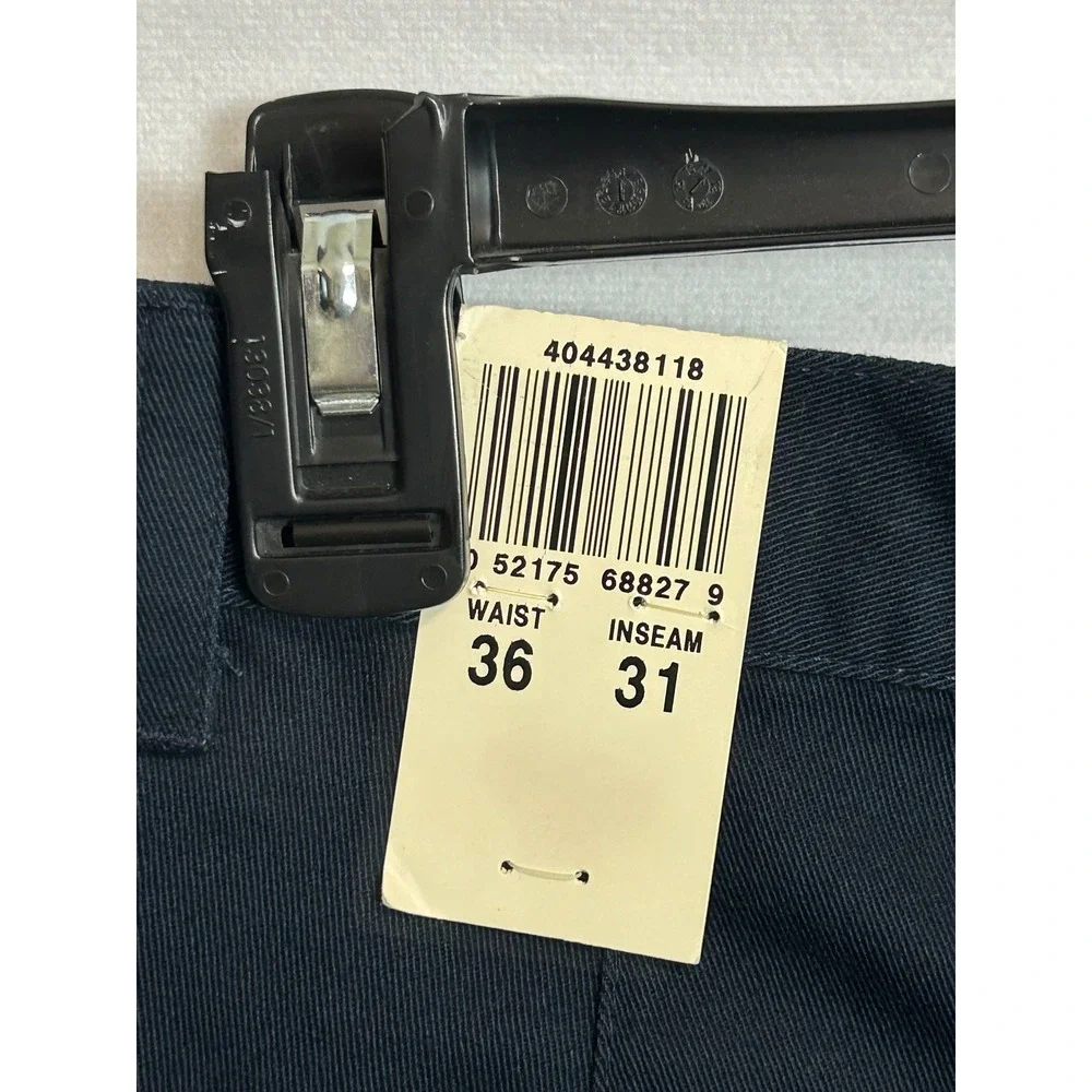 Dockers Mens Navy Blue Pleated Twill Classic Fit No Wrinkle Khaki Pant 36x31 NWT